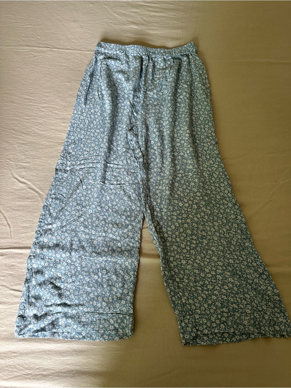Wide Leg Floral Palazzo Pants in Blue